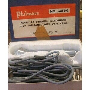 Vintage Philmore GM60 Dynamic Microphone with cable And Box Made in Japan Retro
